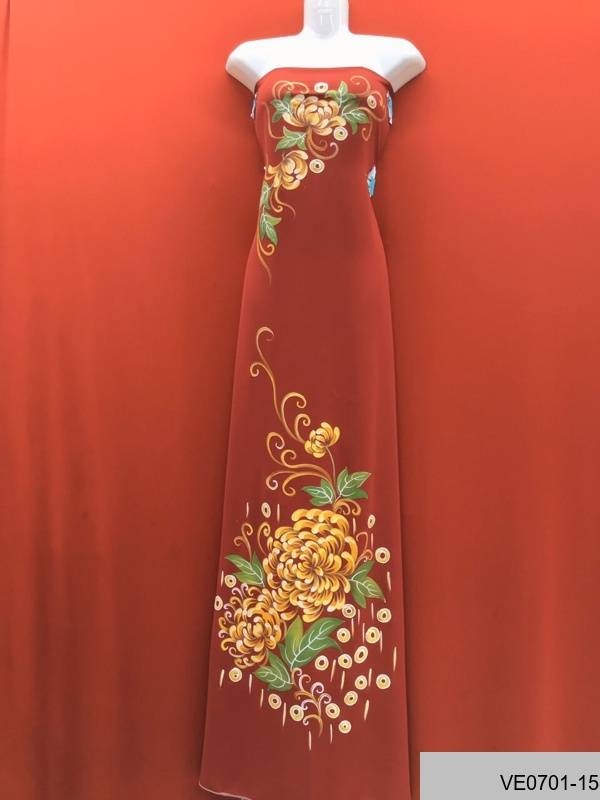 Vải Áo Dài Thái Tuấn Vẽ Hoa Cúc AD VE0701_14 5